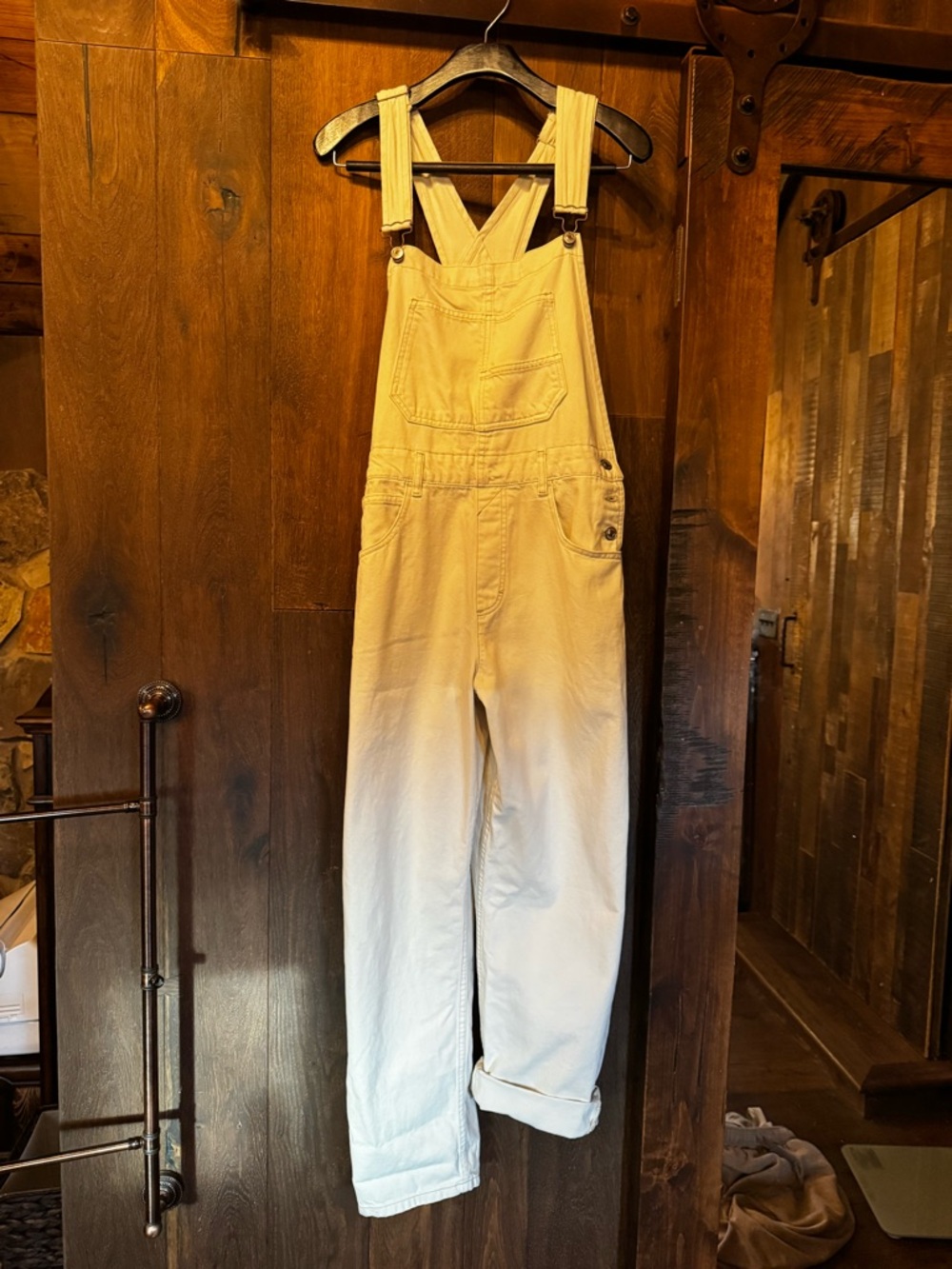 We The Free Cream Cotton Overalls